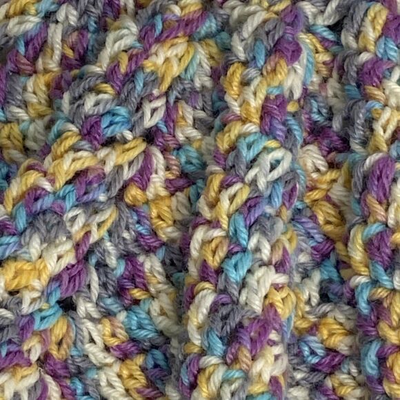 Hand Knit Bunny Lovey Multicolor Skirt Black Button Eyes Pink Nose Mouth - Picture 5 of 12